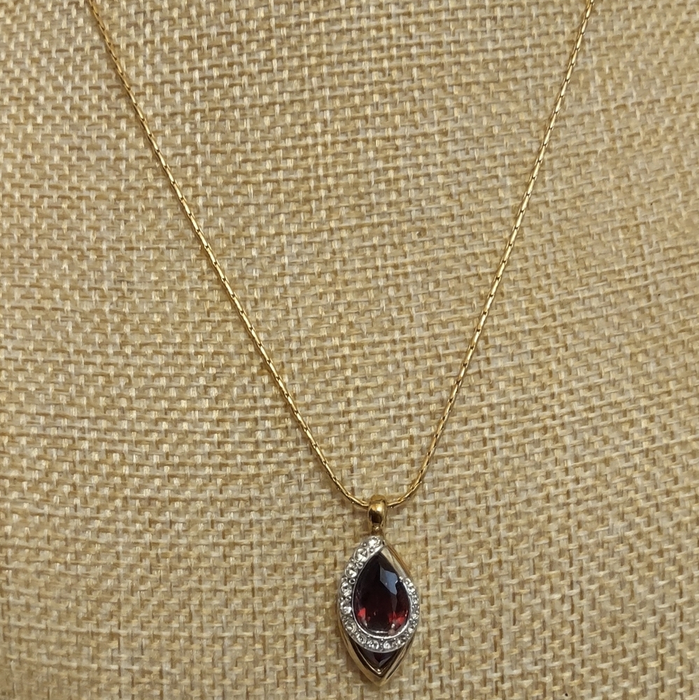 Butler Faux Ruby Pendant Necklace